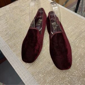 ZARA Elegant Burgundy Velvet Loafers SIZE 36EU